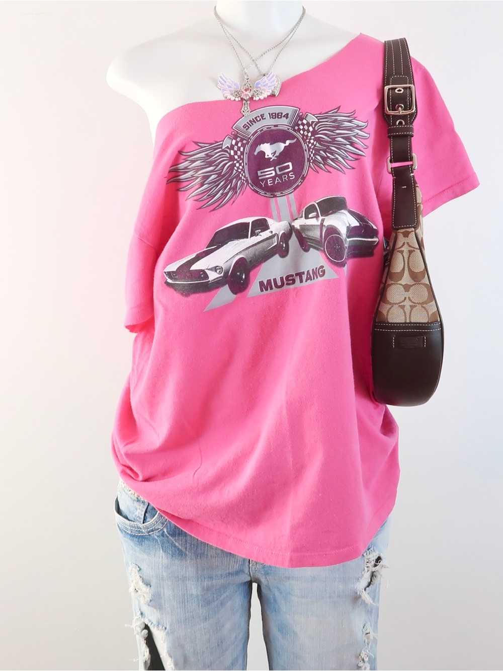 Y2k Mustang Graphic Tee - Pink